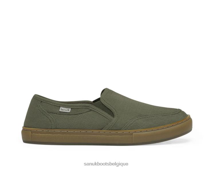 6X064135 olive foncée lavée chanvre de ligne de marée Sanuk