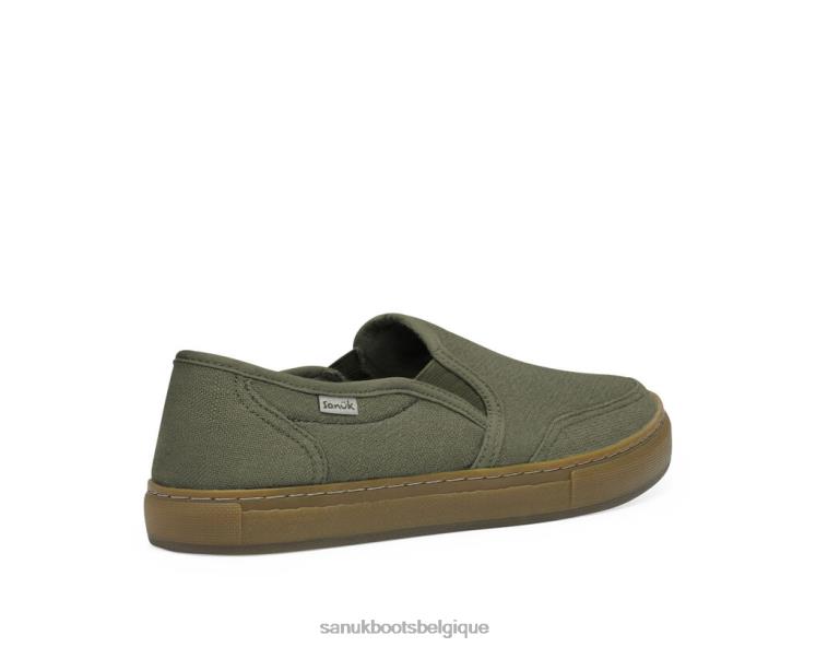 6X064135 olive foncée lavée chanvre de ligne de marée Sanuk