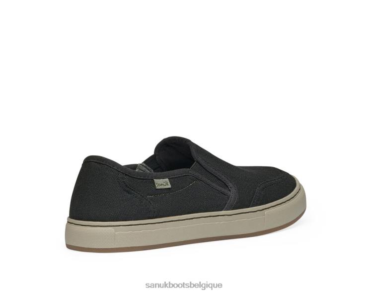 6X064137 noir lavé chanvre de ligne de marée Sanuk